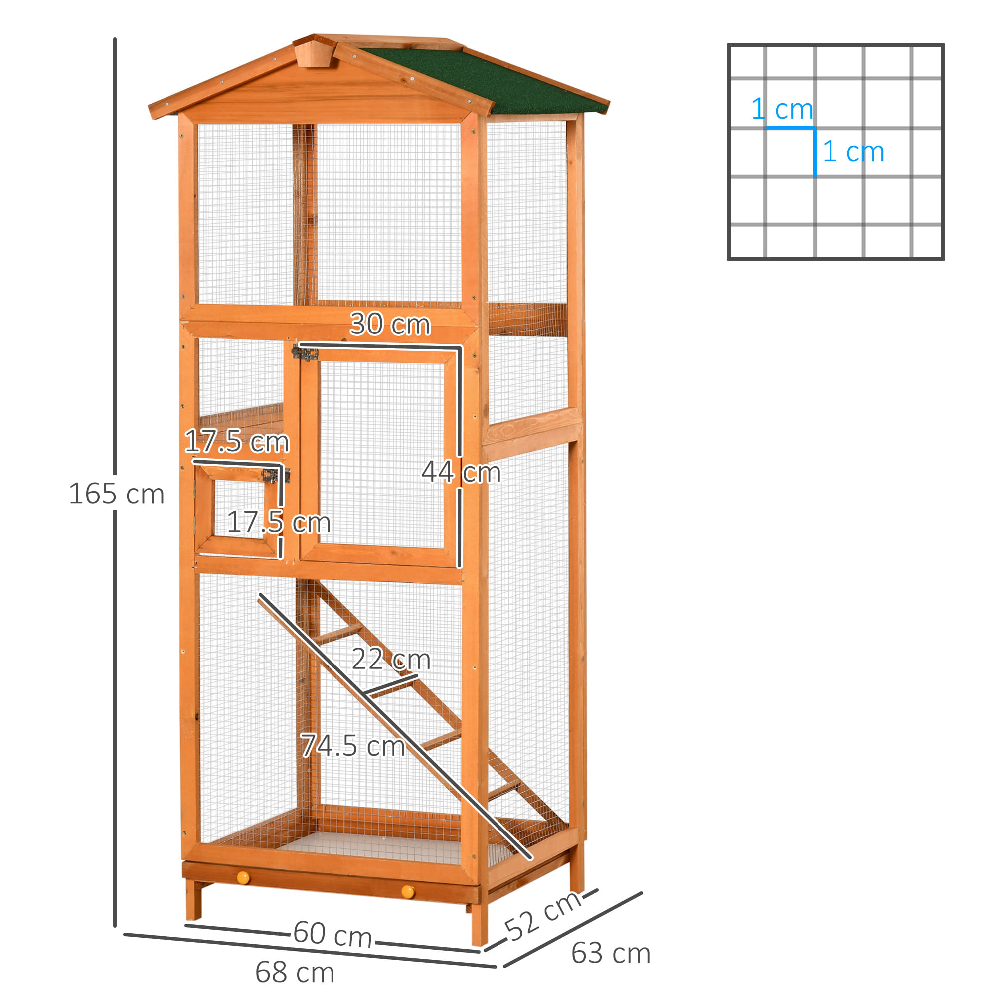 Gecheer Voliera Grande da Giardino per Esterno in Legno Abete 68x62x166  cm,Gabbia Grande per Uccelli da Giardino per Esterno in Legno,Gabbia per  Pappagalli da Esterno,Voliera da Esterno : : Prodotti per animali