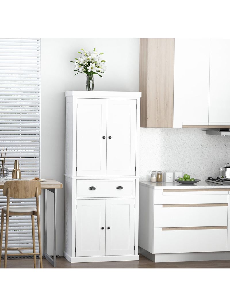 Mobile credenza da cucina con ripiani cassetti e armadietti in legno bianco  - BricoBravo