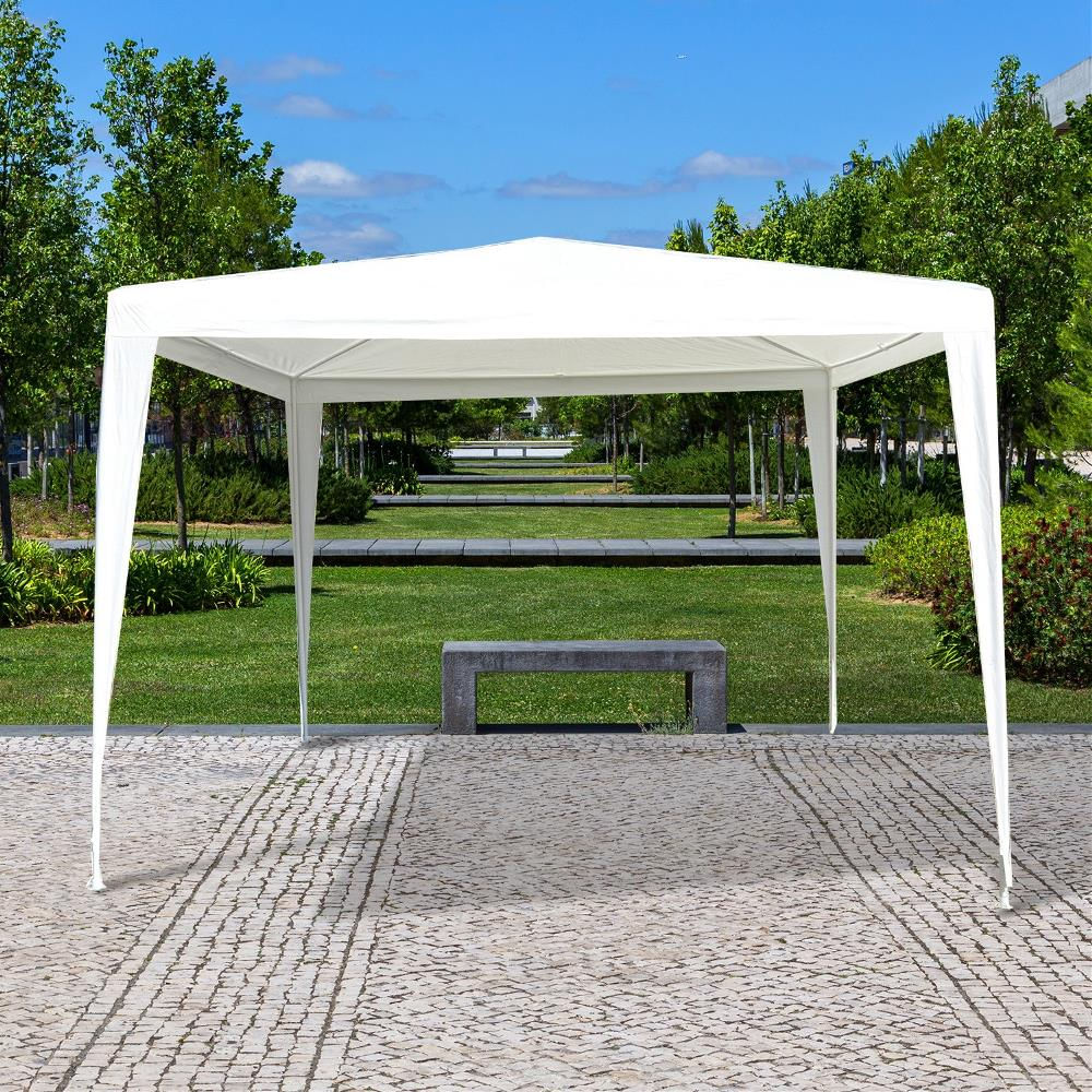 Outsunny gazebo da giardino tenda da esterno impermeabile struttura in  acciaio 3x3m bianco - BricoBravo