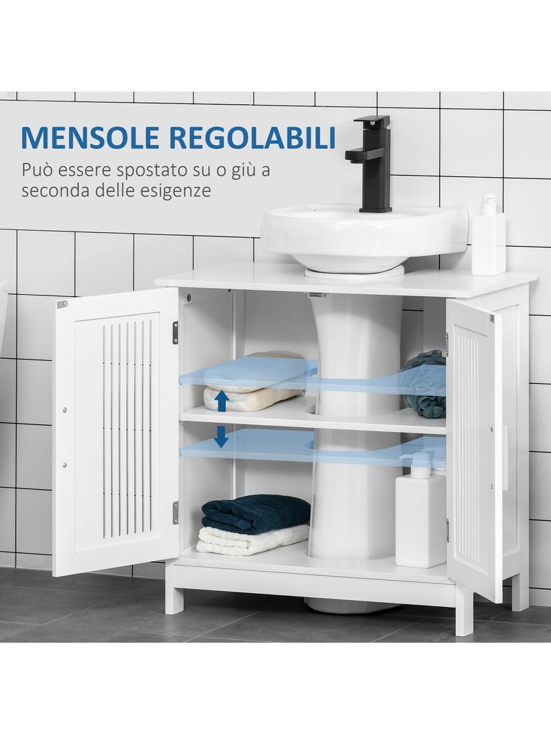 Mobile Sotto Lavabo Bagno 2 Ante 60x30x60 cm in MDF Bianco - BricoBravo