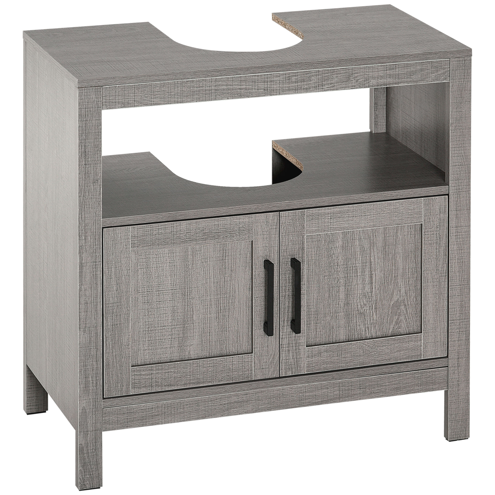 Mobile Sotto Lavabo Bagno 1 Ripiano 2 Ante 60x30x60 cm in Legno Grigio -  BricoBravo