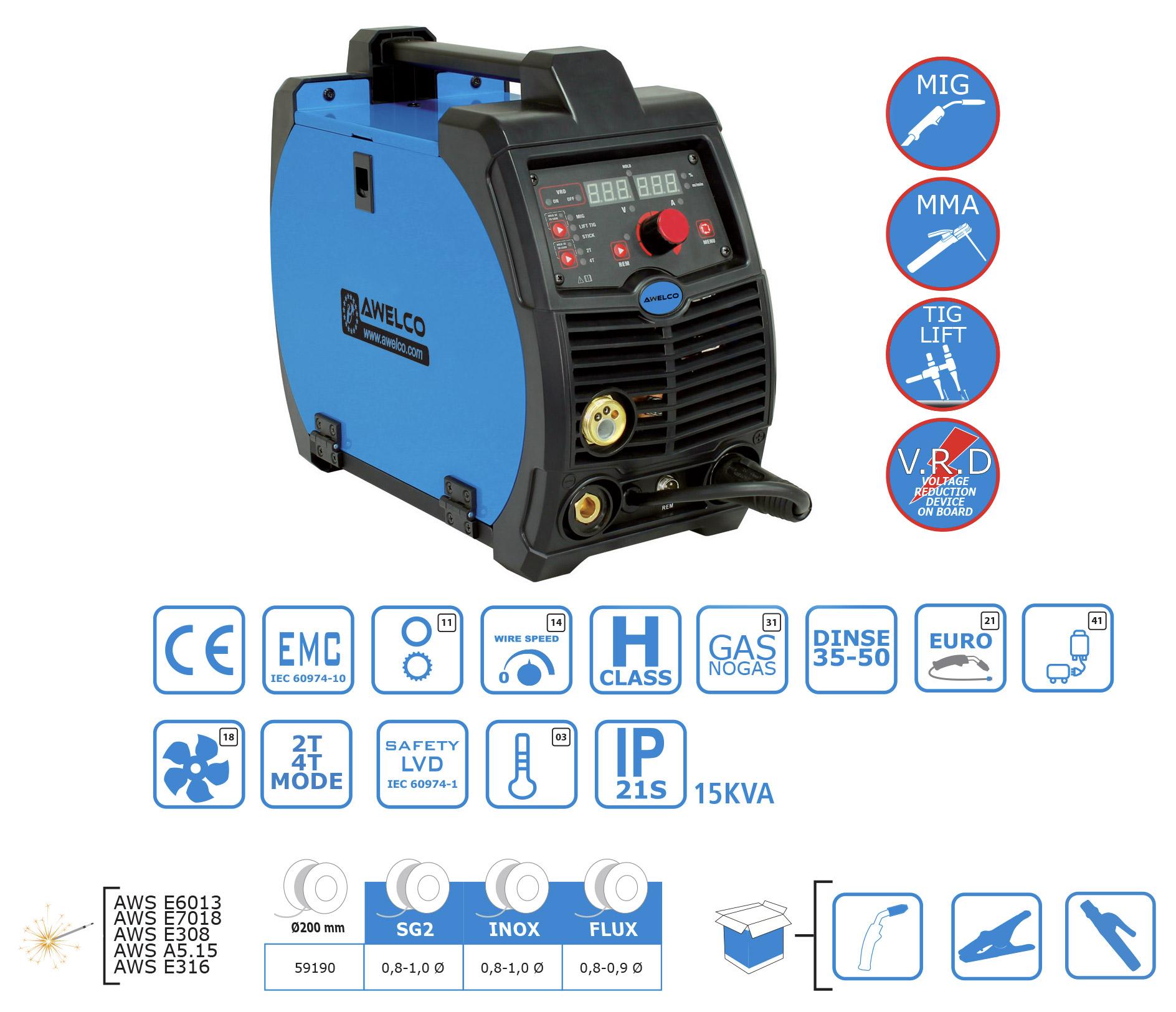 Saldatrice MIG MMA TIG Inverter Awelco SmartMIG 2200 - BricoBravo