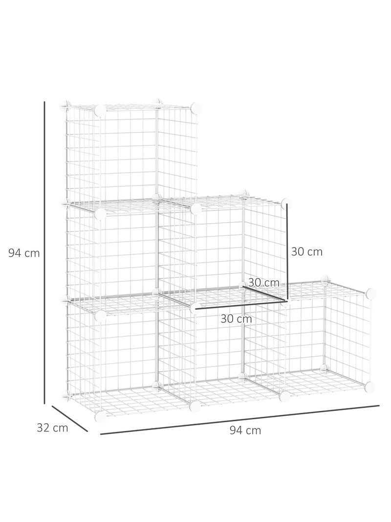 Scarpiera Modulare 94,5x32x162 cm 6 Cubi in Plastica e Acciaio Trasparente