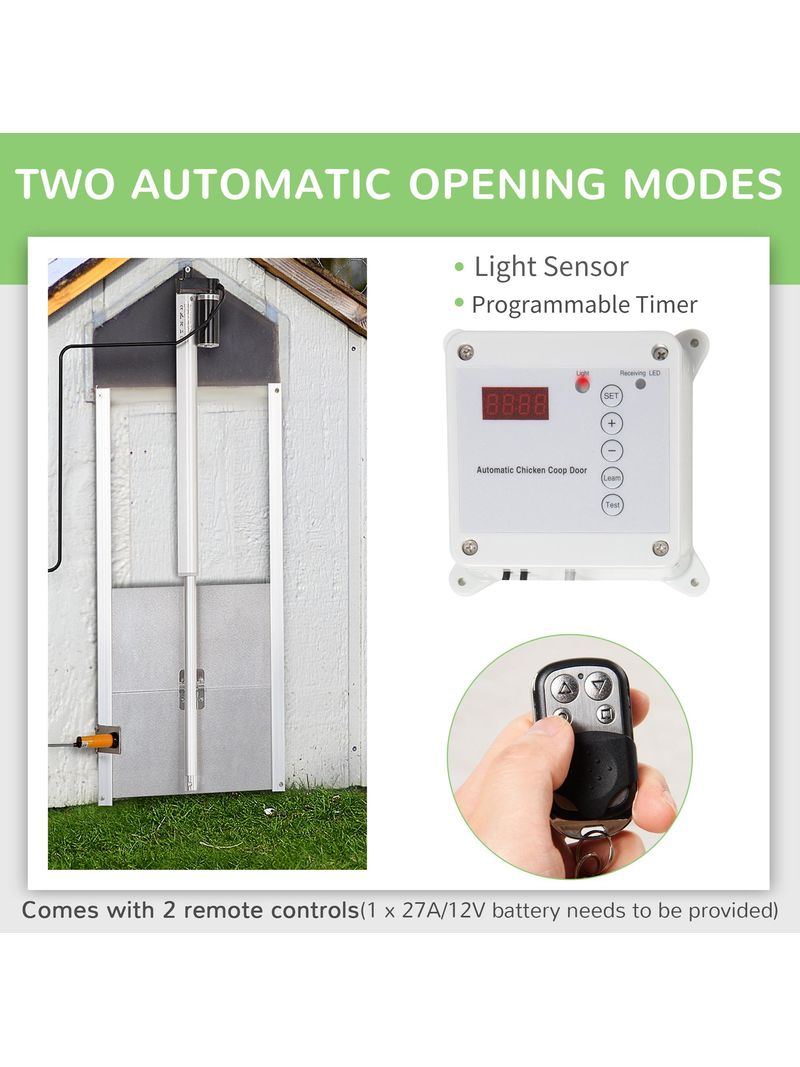 Porta Automatica per Pollaio 6V 30x30 cm con Timer e Sensore di Luce in  Alluminio e ABS Argento – acquista su Giordano Shop