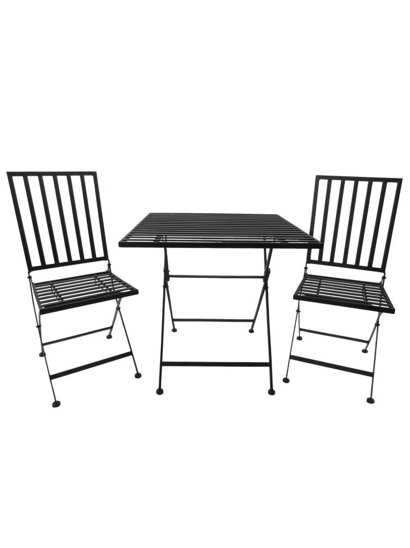 Set Bistrot Marvin Tavolo E 2 Sedie Pieghevoli - Giardino Terrazzo 60x60cm, Struttura Ferro Antracite - Foto 2