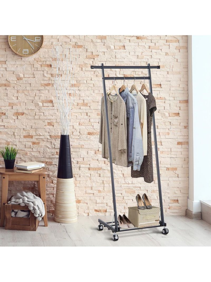 Appendiabiti Da Terra Regolabile - Con Ripiani E Cesto, Bianco, 155x40x180 Cm - Foto 9