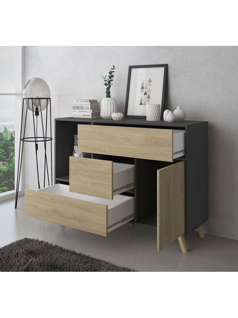 Credenza WIND, sala da pranzo, Buffet 1 porta, 3 cassetti, colore