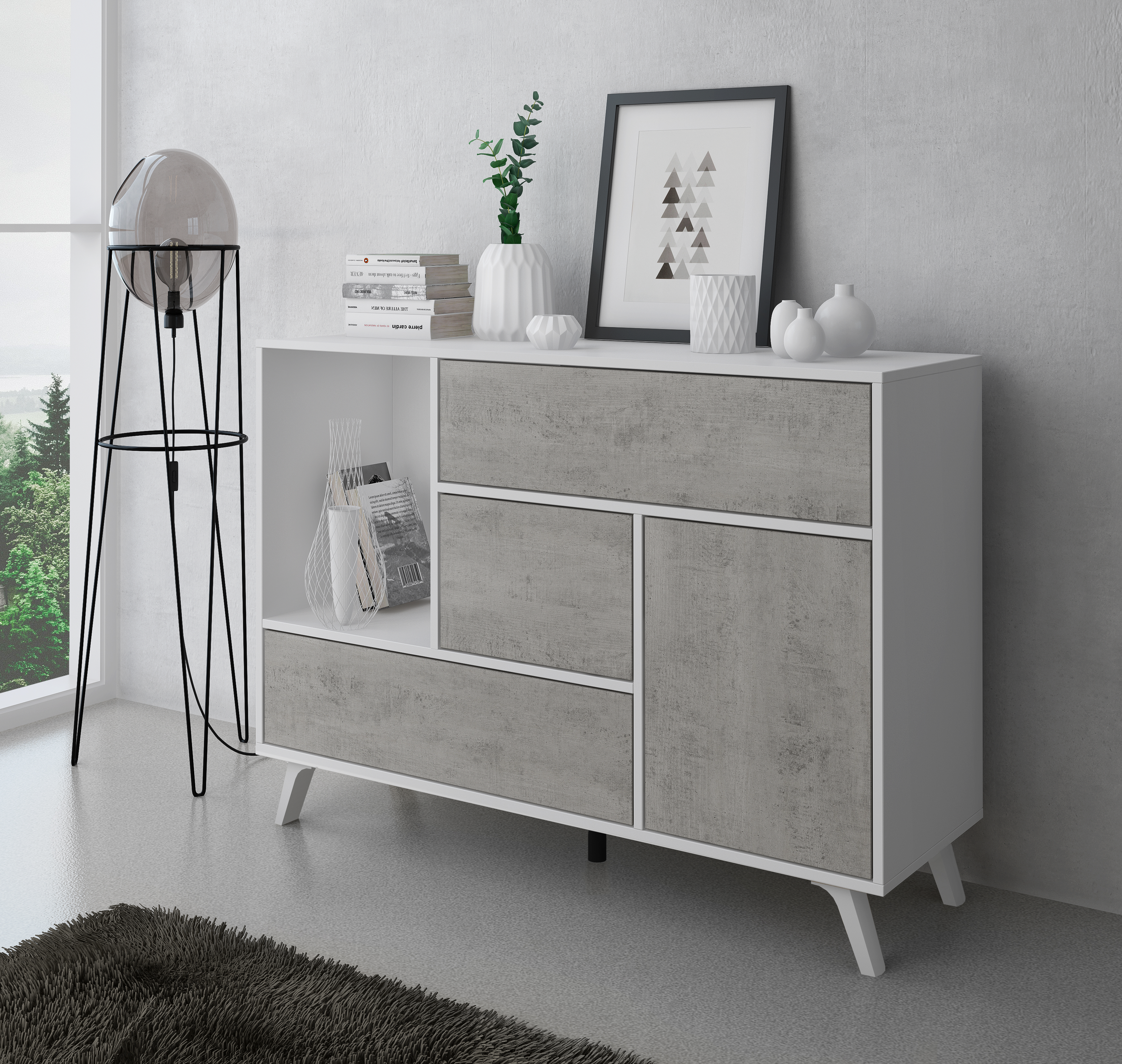 Credenza Bianca 120 X 40 X 88 Per Interno Sala Da Pranzo Salotto