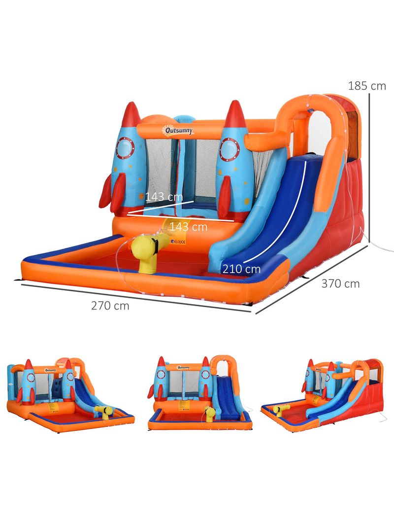 Outsunny Castello Gonfiabile per Bambini in tessuto Oxford Multicolore