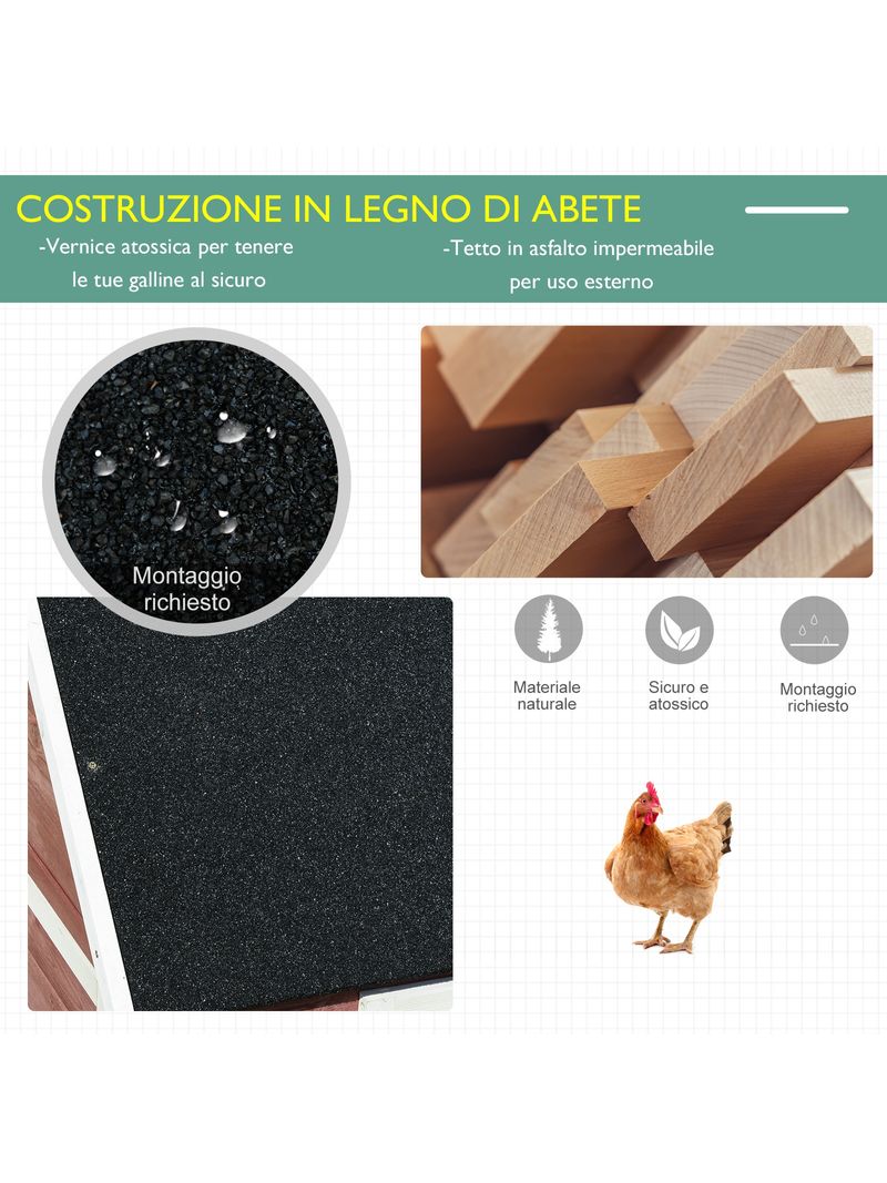 Pollaio Gabbia per Galline da Esterno 290x71x119 cm in Legno - BricoBravo