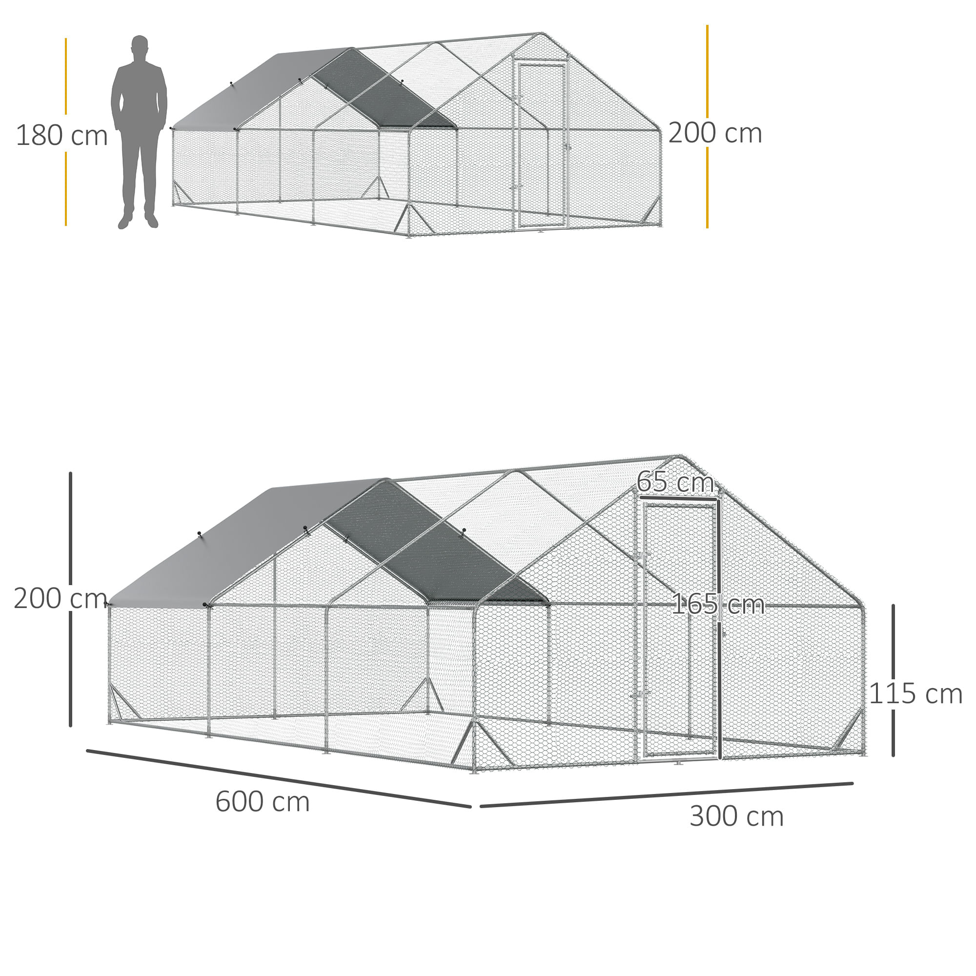 Pollaio Gabbia per Galline da Esterno 3x6x2m Telaio Zincato Argento -  BricoBravo