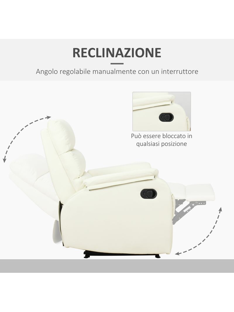 Poltrona Relax Reclinabile Manuale in Similpelle Crema