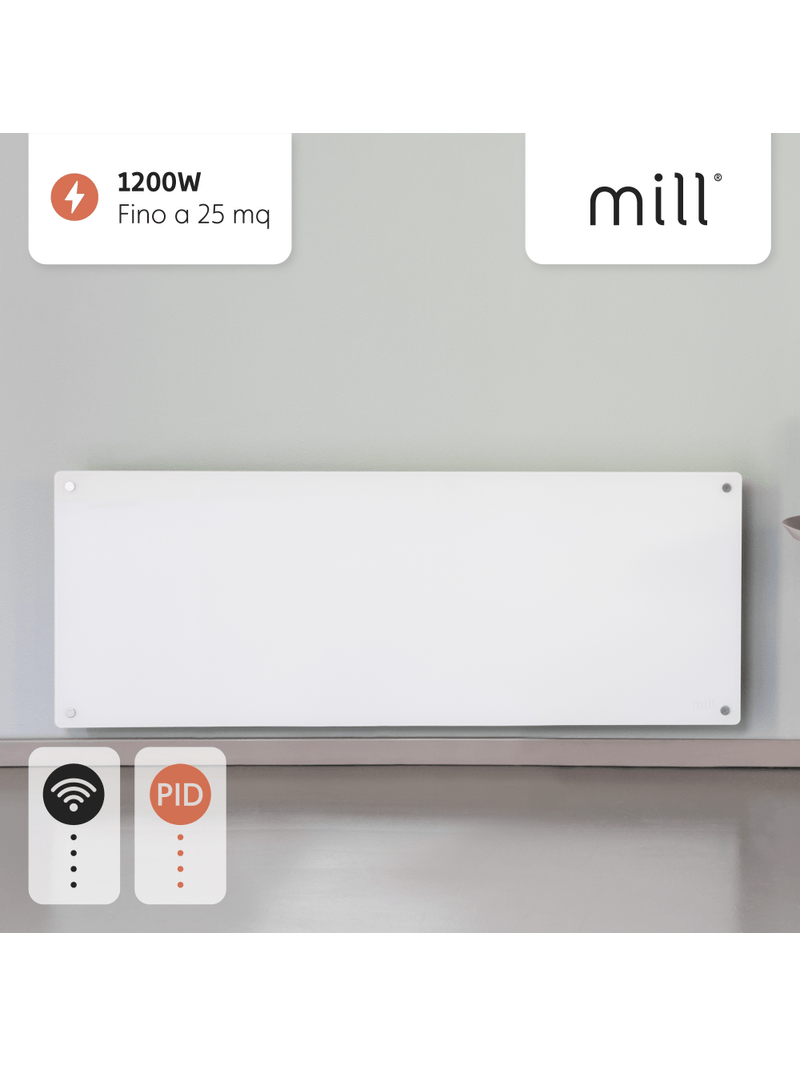 Mill Termoconvettore elettrico 1200W a Parete Invisible Glass con controllo  Wifi - BricoBravo