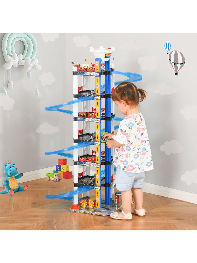 Balinco PARKING HOUSE PER BAMBINI, parcheggio a 3 piani, ascensore, biglietteria, autolavaggio, distributore di benzina, 4 auto, elicottero - giocattoli in legno a partire da 3 anni