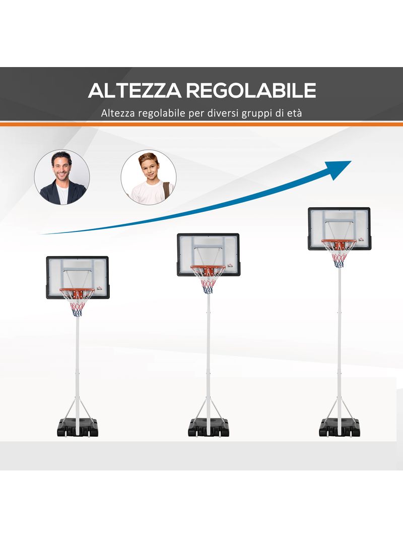 Canestro Basket da Esterno Altezza Regolabile 210-260 cm Ruote Integrate  Bianco – acquista su Giordano Shop