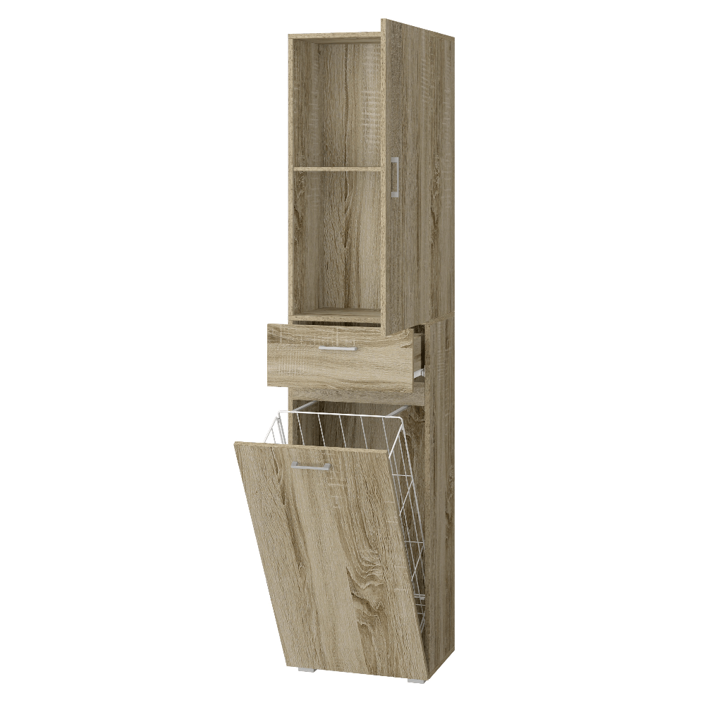 Mobile Bagno Con Cesta Panni In Bambù - 2 Ripiani, 35L, Design Moderno - Foto 4