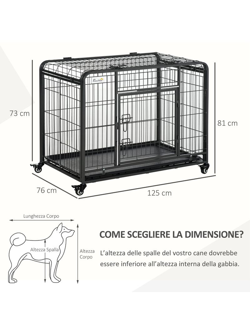 Kennel gabbia per cani pieghevole con ruote e freno e fondo rimovibile  grigio - BricoBravo