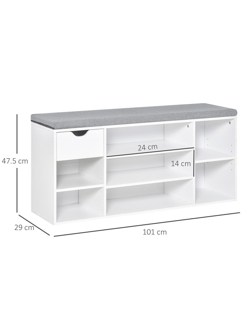 Panca Scarpiera Relaxdays - Sgabello Ingresso Con Cuscino, Legno Naturale Bianco 55x90x34cm