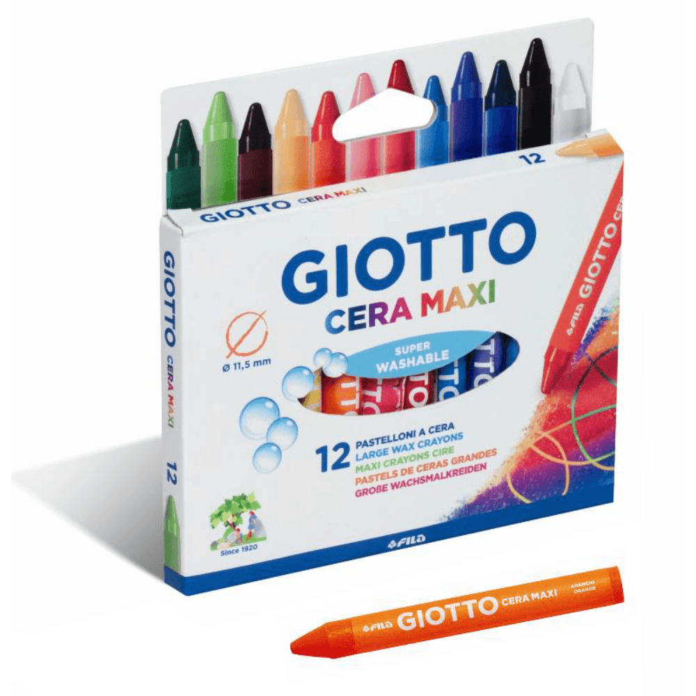 12 Pastelli pastelloni in cera colorati per scuola bambini Giotto Maxi ...