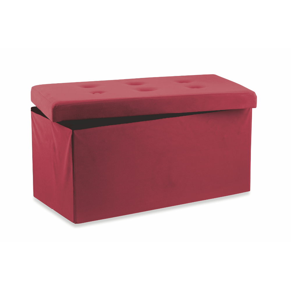 Panca contenitore pieghevole 76x38 cm in velluto a coste blu - Ghergana