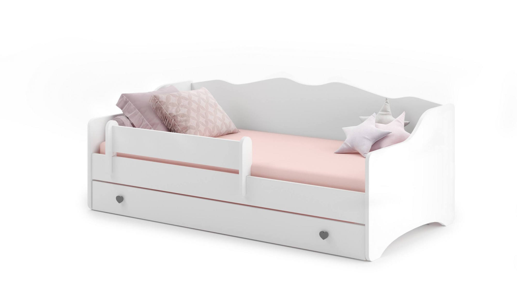 Letto singolo per bambini lettino con protezione anticaduta per cameretta  cm 164x85h70 colore bianco - BricoBravo