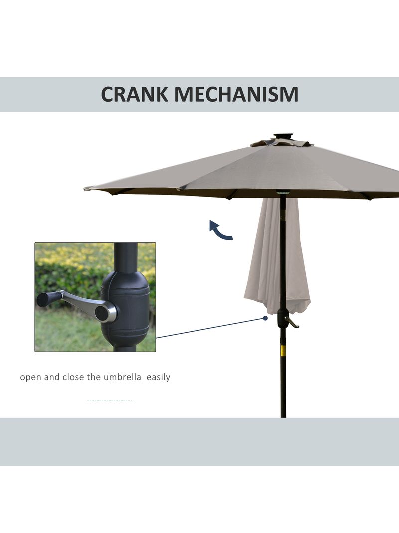 Ombrellone Da Giardino Ø300cm Con Luci LED Solari - Inclinabile Per Patio E Spiaggia