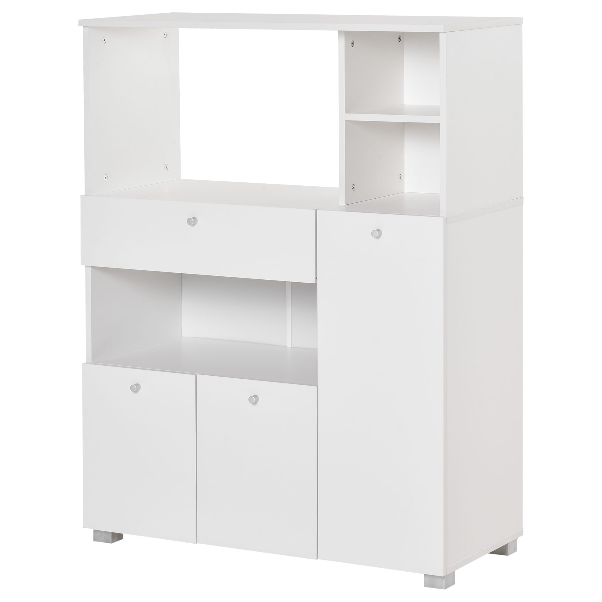 Mobile credenza per cucina con armadietti mensole e cassetto in legno  bianco - BricoBravo