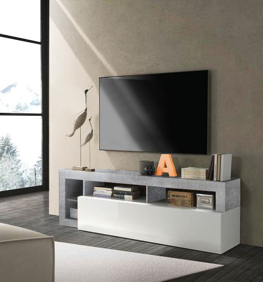 KAIROS HOME mobile porta TV MK160 fino a 65 Collezione CORTINA SIDE (Olmo  scuro / Rosso - Legno, vetro e metallo) 