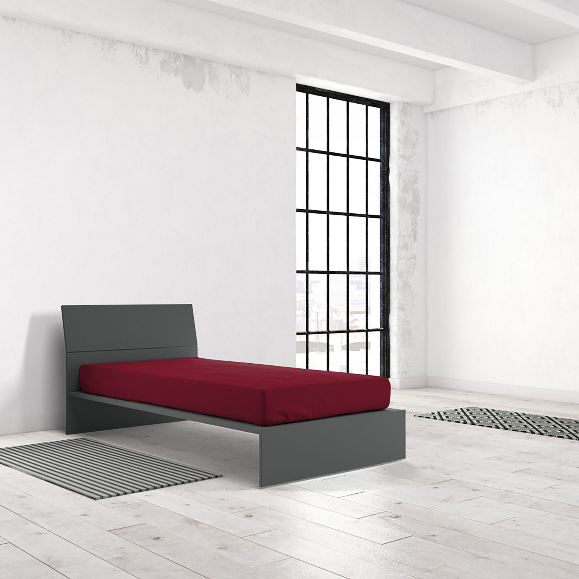 Set Lenzuola In Lino 100% Rosso Bordeaux / Set Biancheria Da - Foto 2