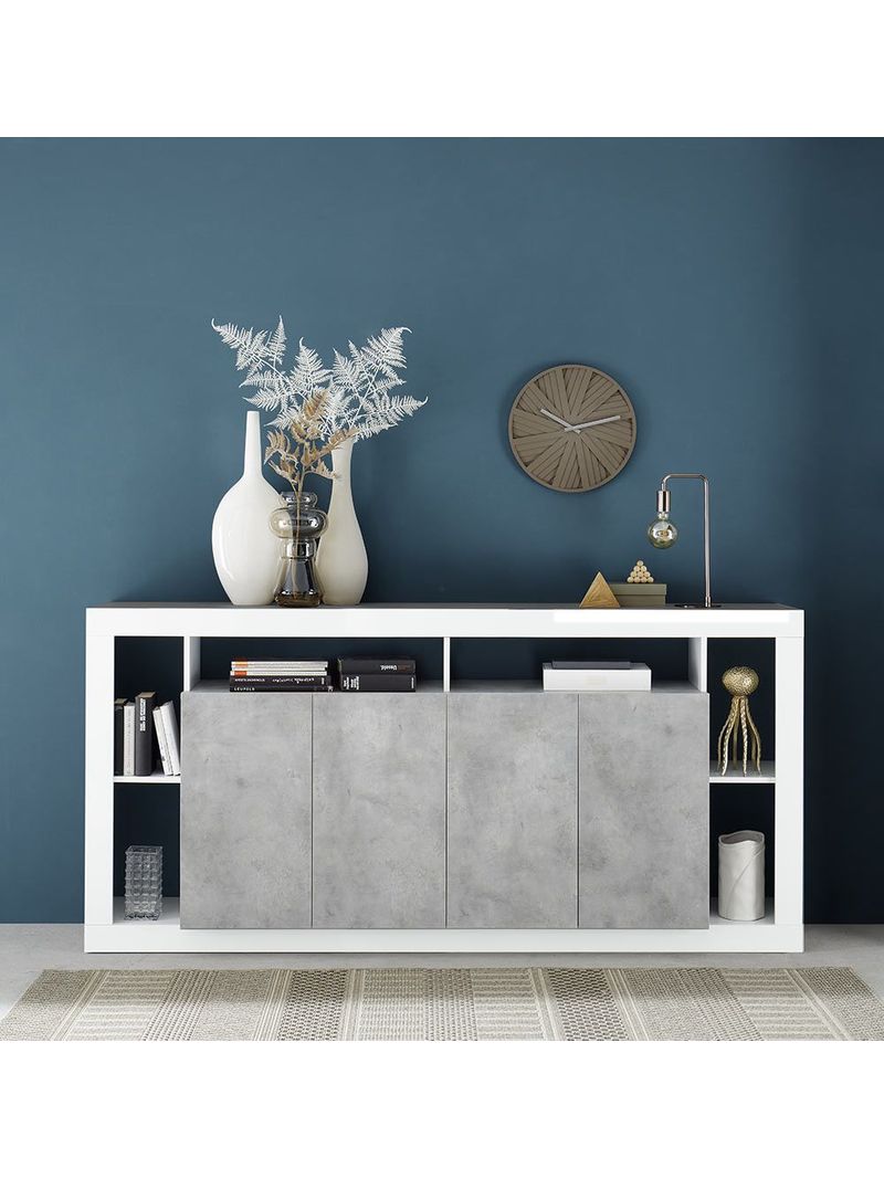 Credenza, Madia di Design, 3 ante, Bianco Lucido Zenzero shop