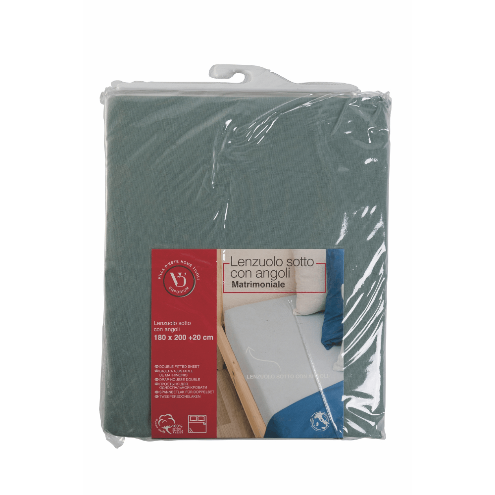 Lenzuolo Con Angoli Matrimoniale 180x210 Cm - Cotone 120g/mq, Made In Italy