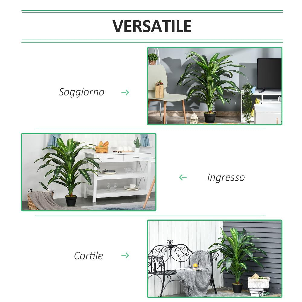 Pianta tropicale decorativa dracena finta in plastica con vaso sintetica -  BricoBravo