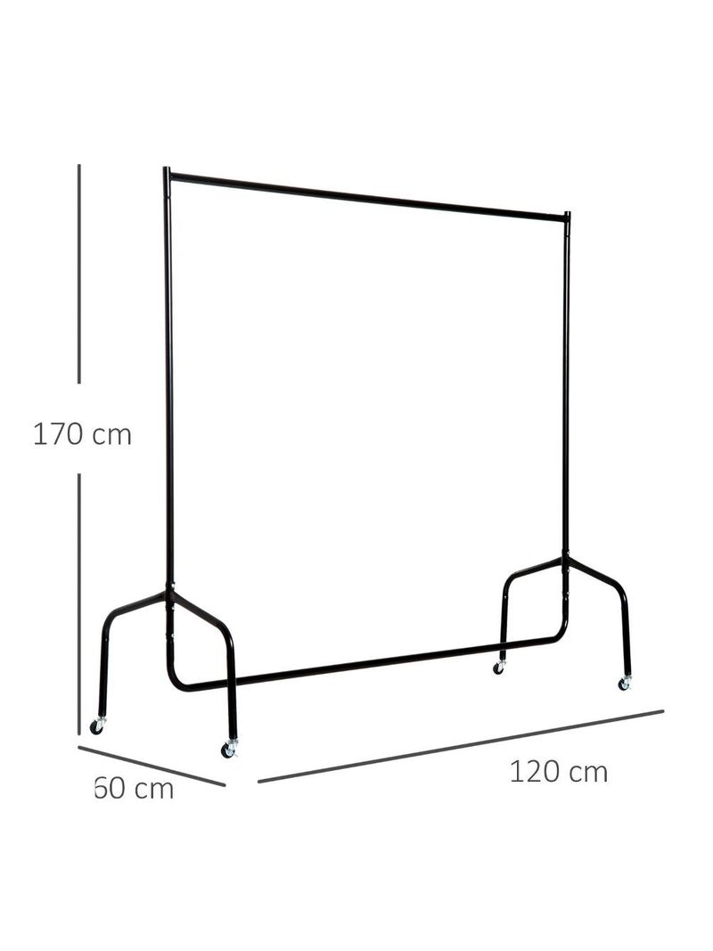 Homcom Stender Rella Porta Abiti con 4 Rotelle in Ferro, 120x60x150cm