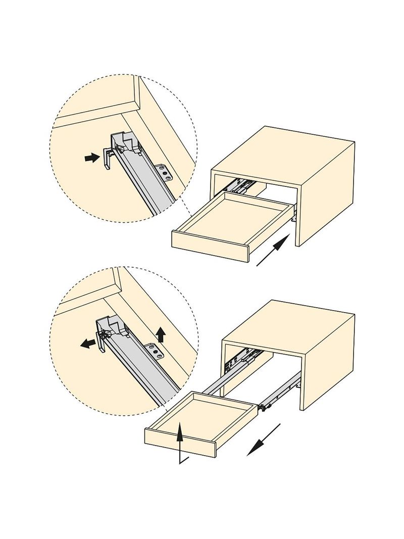Kit Guide a scomparsa per cassetti, a rulli, 300 mm, estrazione totale, sistema  push, Zincato - BricoBravo