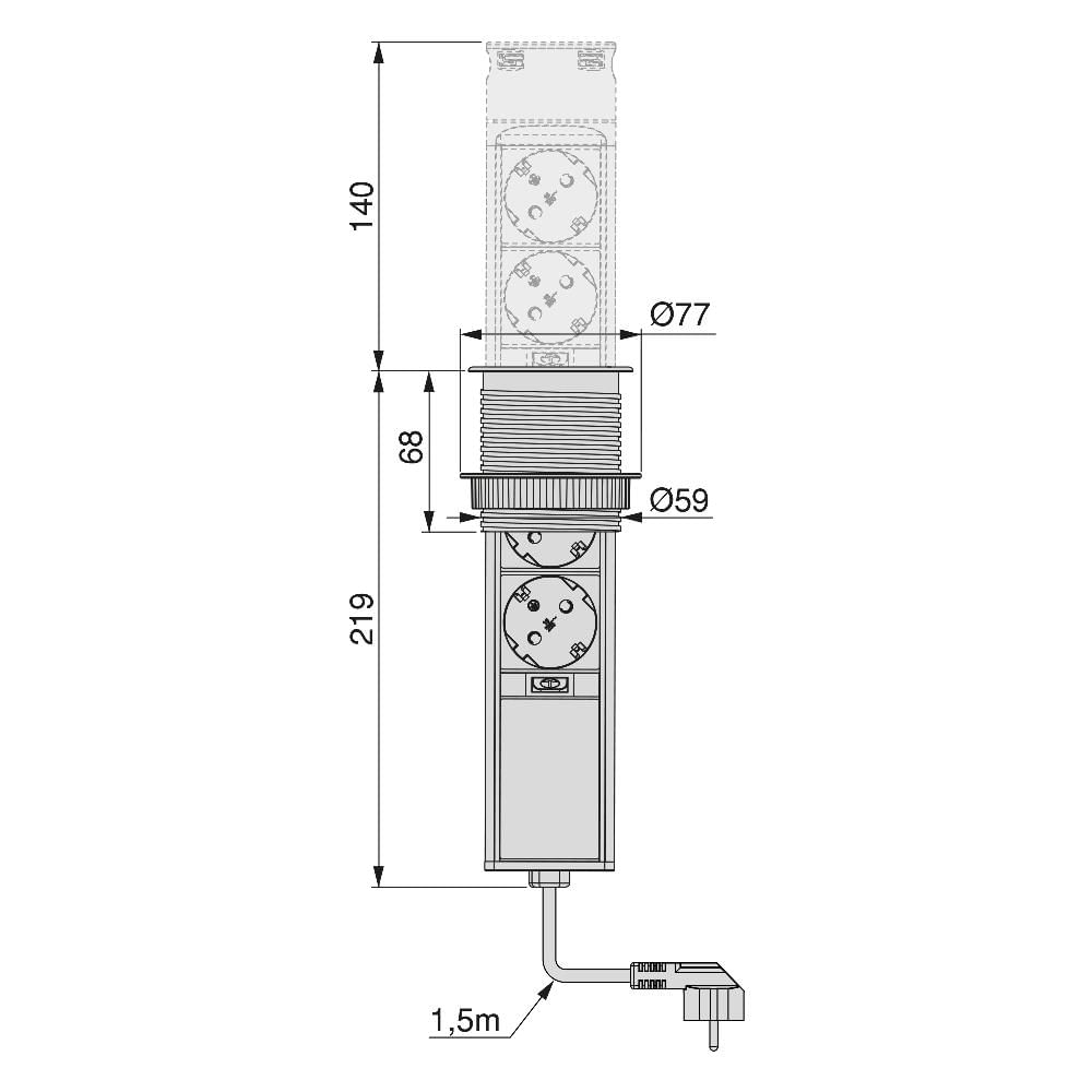 Miratic Torretta Multipresa Ø6cm 3x2P+T Schuko 2xUSB A e C Cavo da 1,5m  INOX : : Fai da te