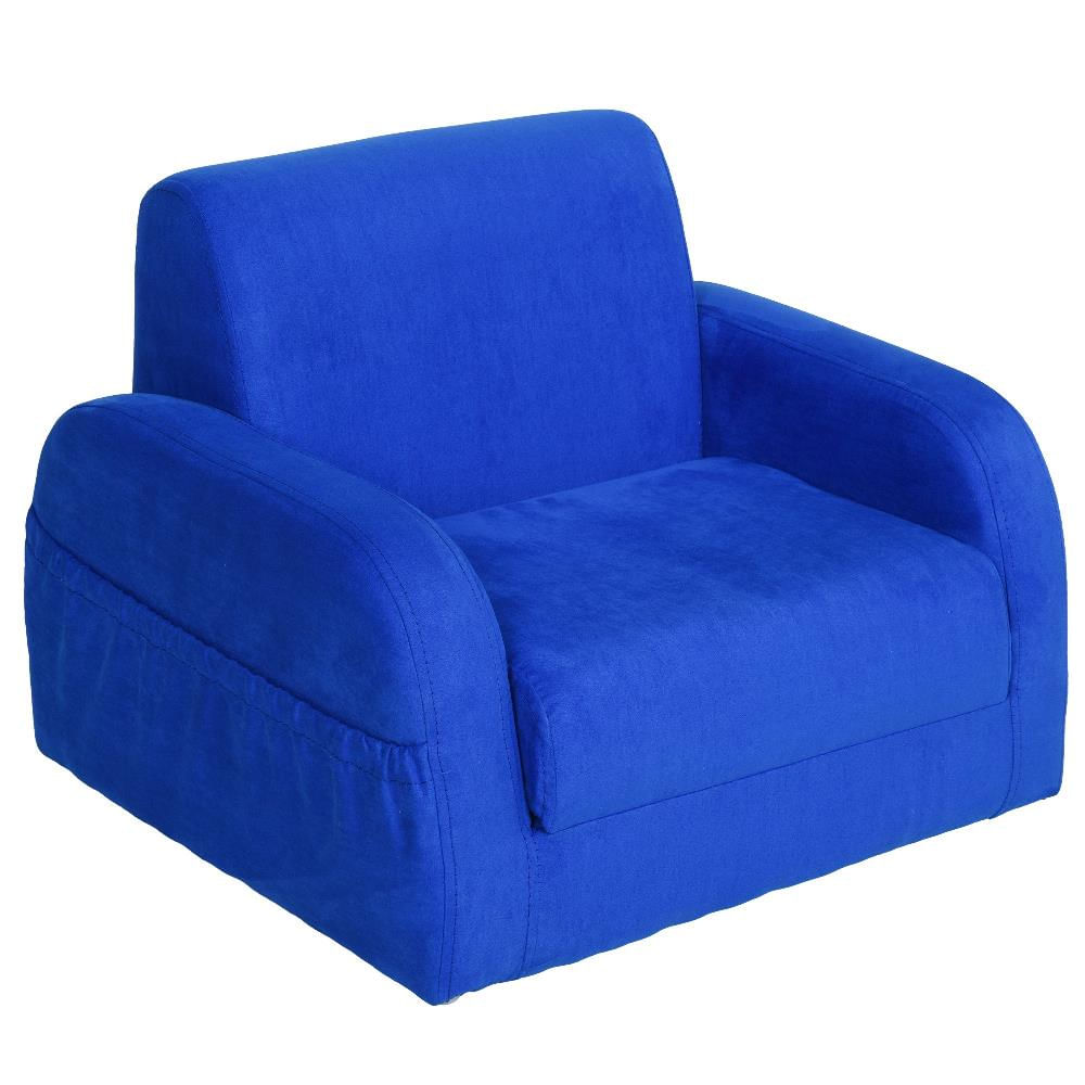 Seven And Eight L x W x H cm antiscivolo Poltrona per bambini con poggiapiedi 56 x 44 x 51 blu cielo, in pelle sintetica 