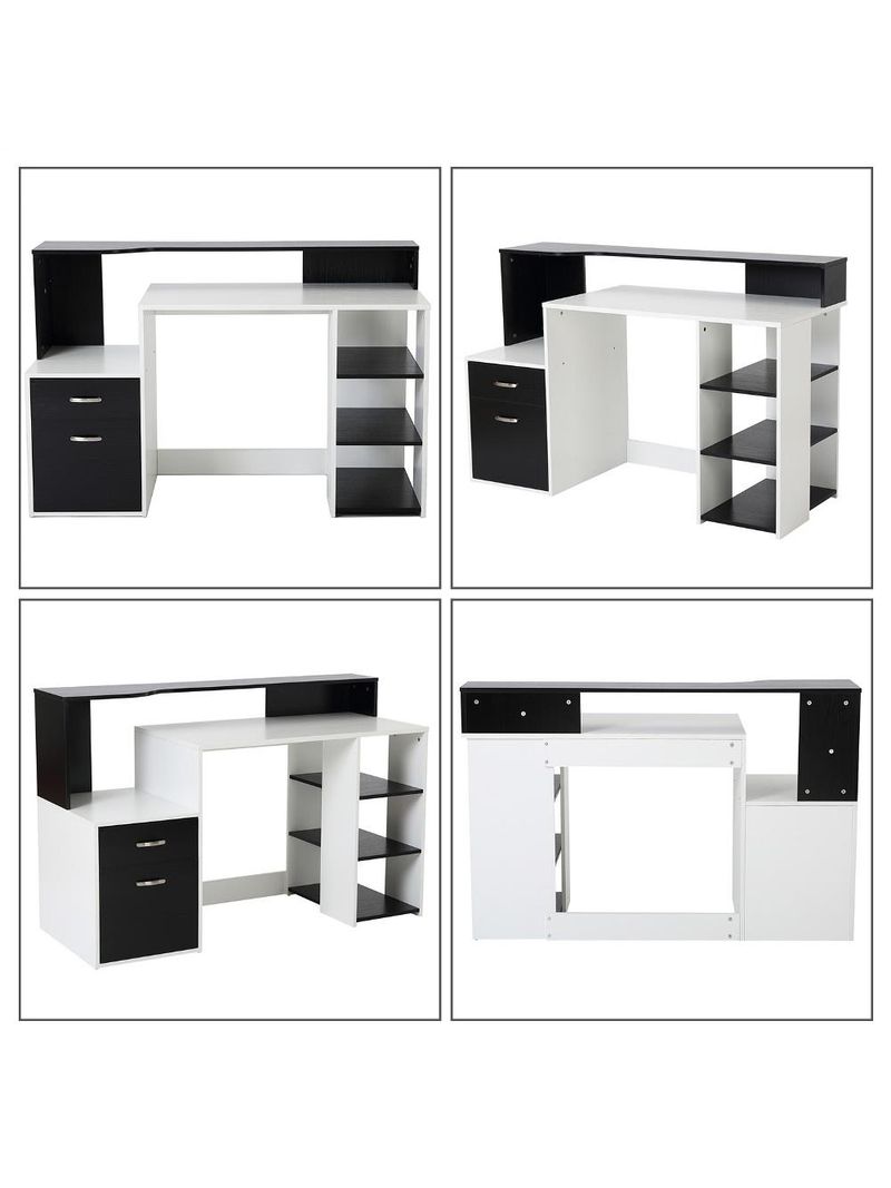 Scrivania Da Ufficio E Gaming GreenForest 100 Cm - Con Supporto Monitor, Scaffali Reversibili E Gancio Cuffie, Bianca - Foto 2