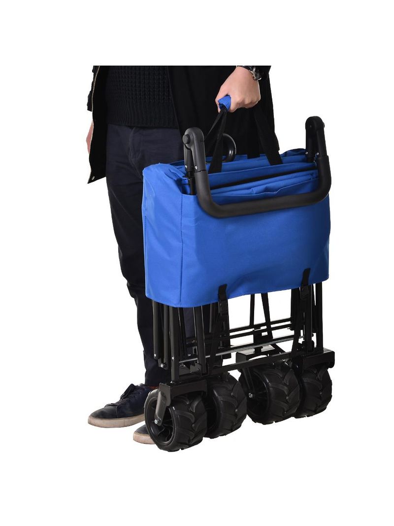 Carrello Spiaggia Pieghevole VidaXL - Con Ruote, Portatile E Con Sedia Integrata | Capacità 80 Kg, Blu - Foto 7