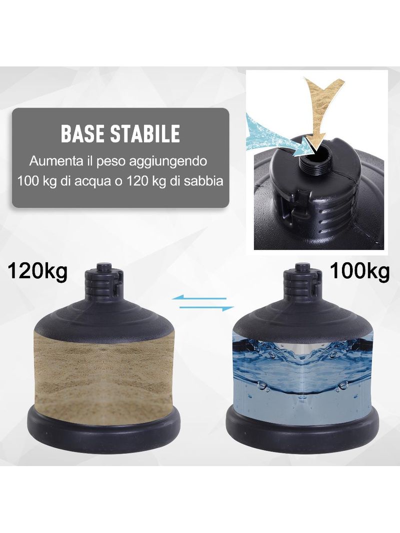 Sacco Boxe Con Base - Regolabile In 4 Altezze (171-207 Cm), Mimetico, Made In Italy - Foto 8