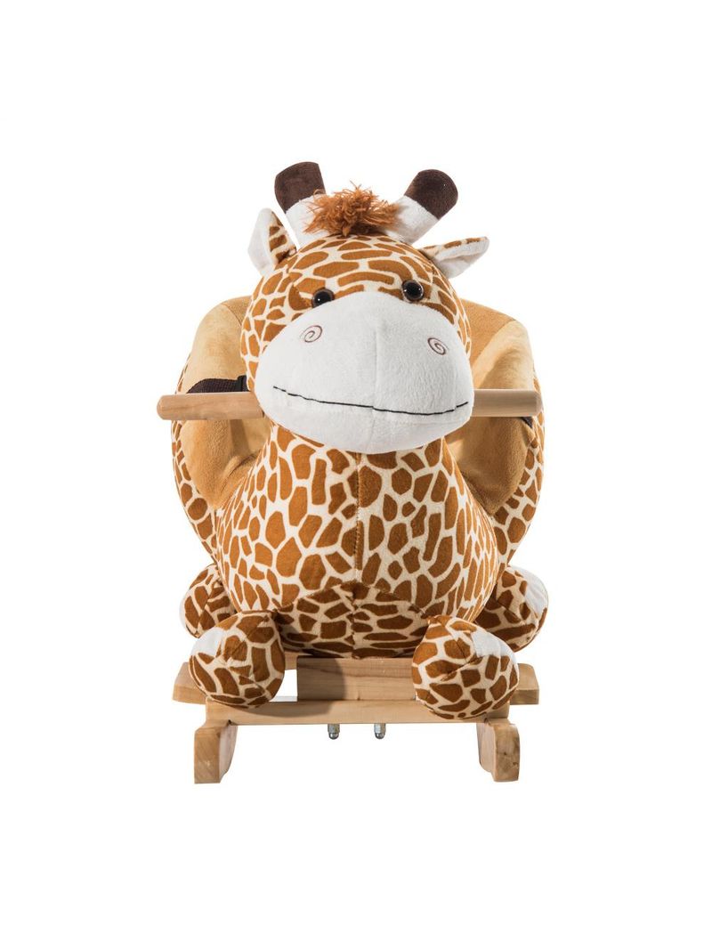 Dondolo in legno giraffa per bambini in morbido peluche con suoni