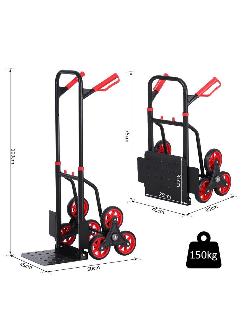 Carrello portapacchi pieghevole 6 ruote per scale scalini carico