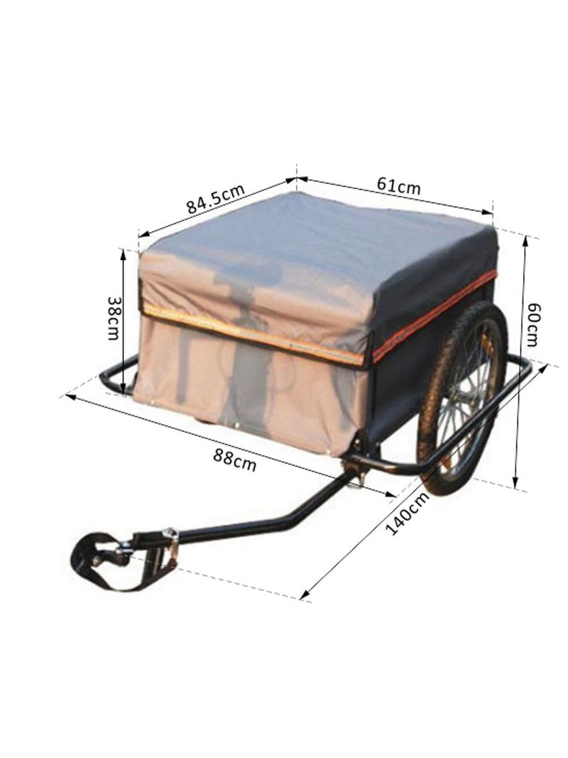 HOMCOM Rimorchio Per Bicicletta In Acciaio, 144×59×80 Cm, Capacità 40 Kg, Copertura Impermeabile, Ideale Per Spesa E Escursioni - Foto 5