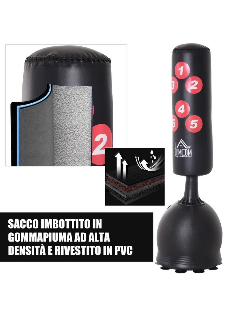 Sacco Boxe da Terra per Pugilato o Fit Boxe Adatto ad Adulti e Bambini