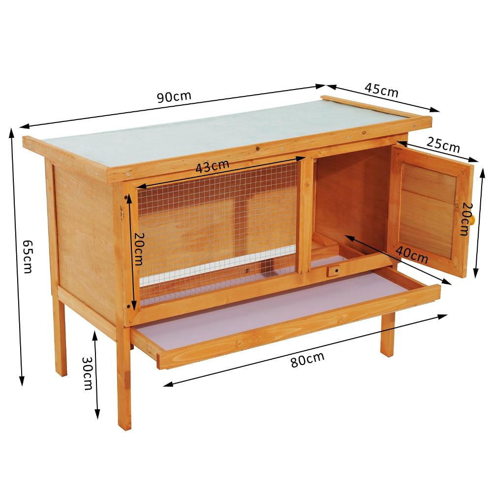 Gabbia Per Conigli Pawhut In Legno - 90x45x65 Cm Per Esterno, Con Tetto Impermeabile - Foto 3