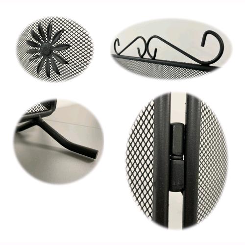 Set Camino In Ferro Battuto Roccaraso - Parascintille 80x51cm Con Trespolo E Attrezzi Per Caminetto - Foto 5