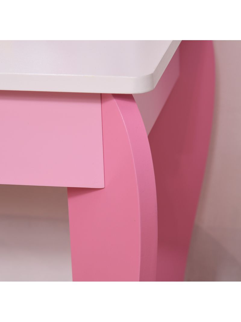 Specchiera Giocattolo per Bambini con Sgabello in MDF Rosa e