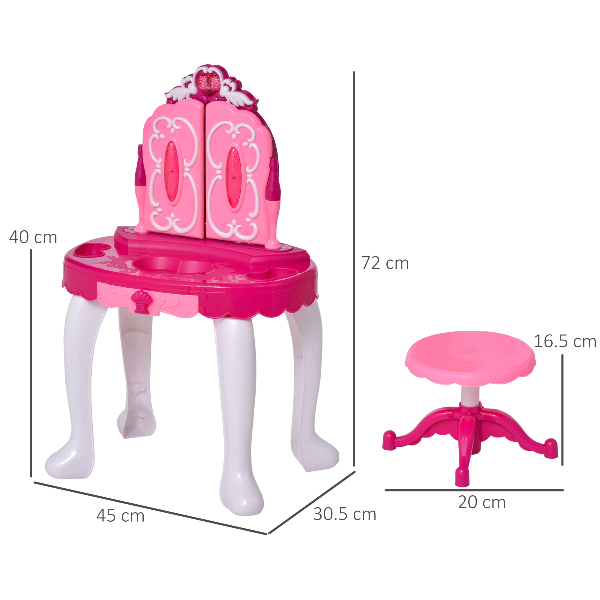 Postazione Trucco Specchiera Giocattolo per Bambini con Sgabello e  Accessori Rosa - BricoBravo