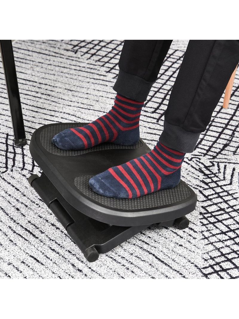 Poggiapiedi Ergonomico Per Scrivania HOMCOM - Regolabile In Altezza Con Rulli Massaggianti - Foto 4