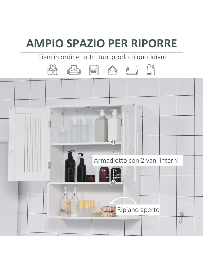 Mobiletto da Bagno a Muro 60x20x70 cm 2 Ante 1 Ripiano Bianco – acquista su  Giordano Shop