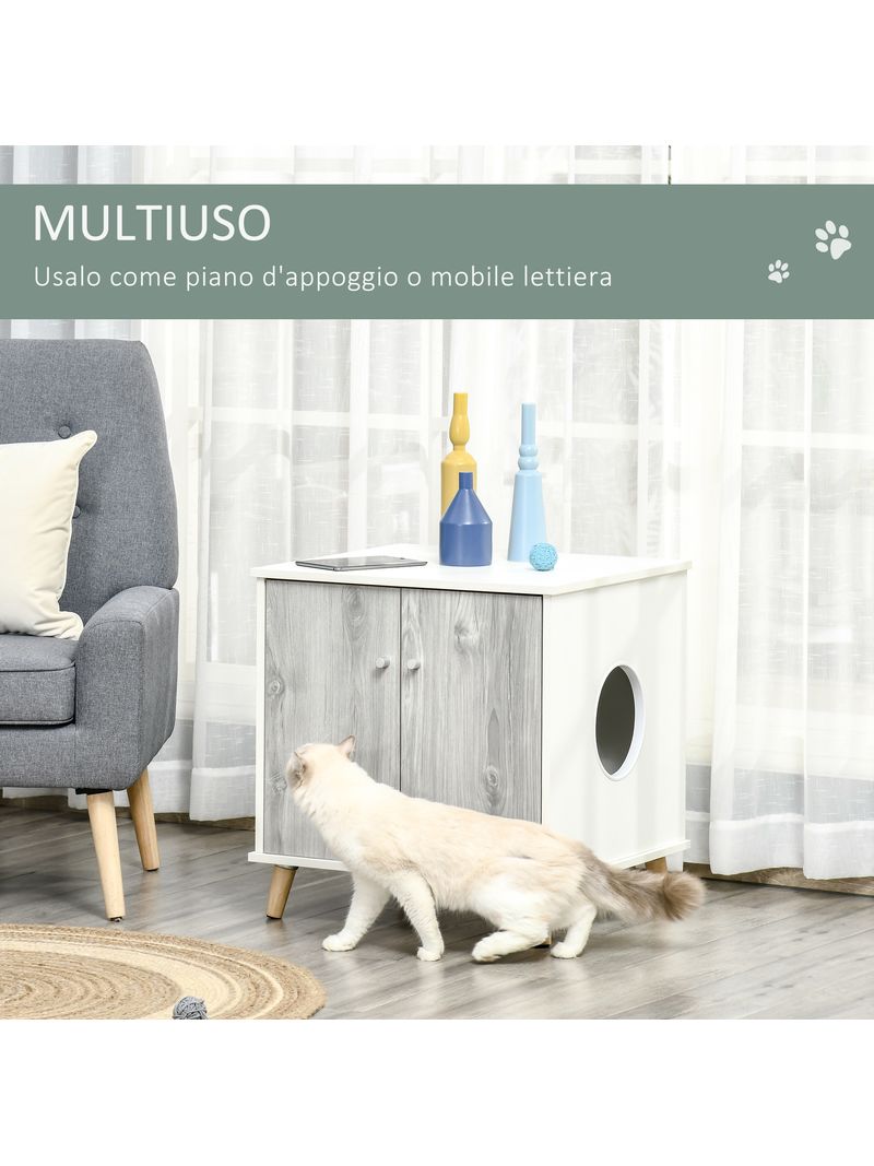 Lettiera Per Gatti Ovale - 55x48.5x15.5 Cm, Colore Bianco-Grigio, Con Bordo Alto, Facile Da Pulire - Foto 14